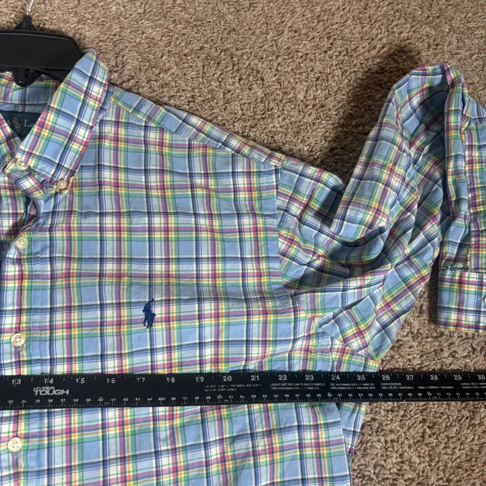 Polo Ralph Lauren Mens XL Classic‎ Fit Plaid Button Down Shirt Blue Multi Color